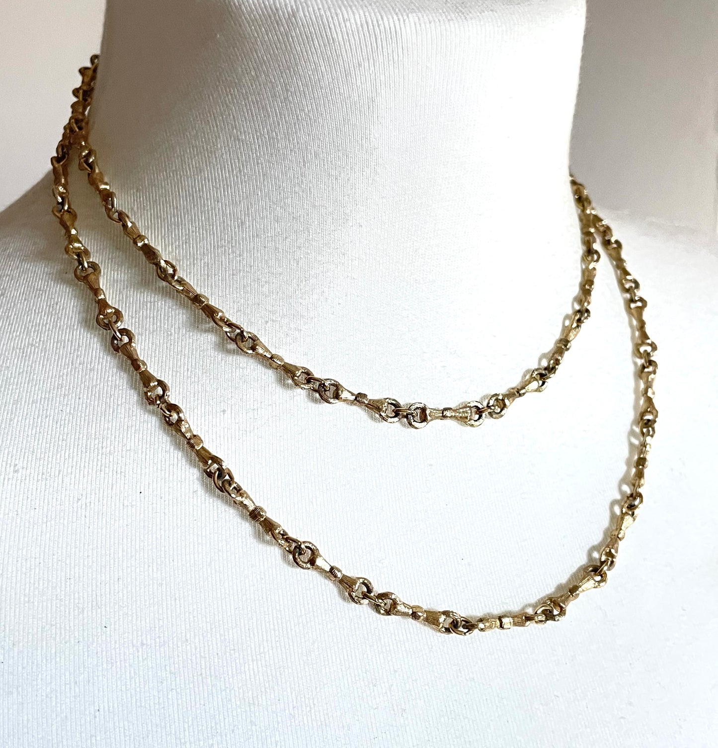 Vintage Christian Dior signed gold plated long ornate chain link necklace
