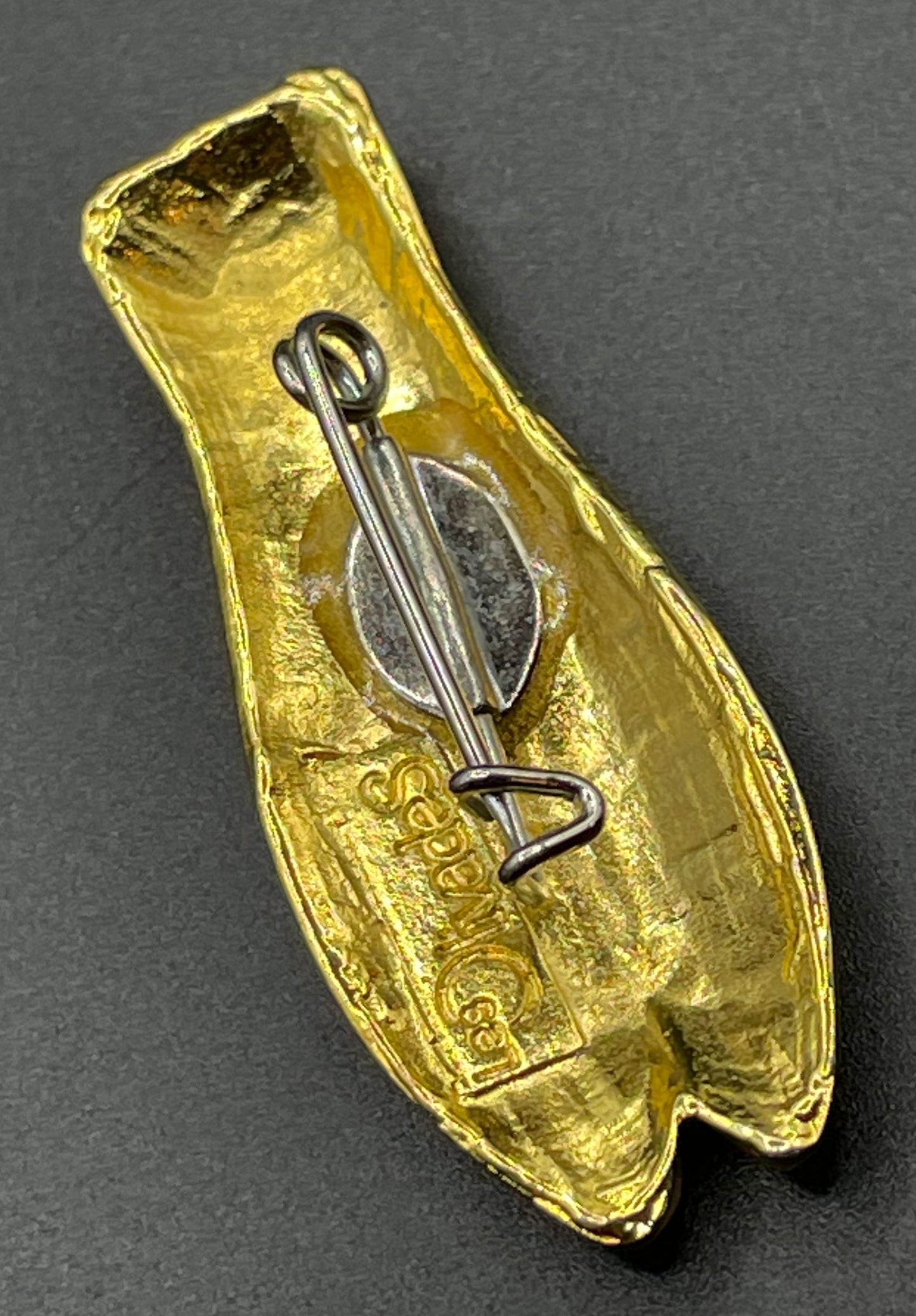 Vintage gold tone cicada brooch, signed Les Olivades, Egyptian revival