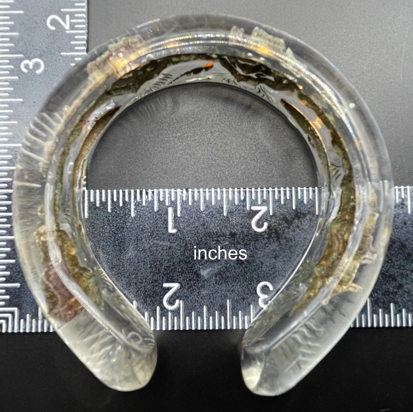 Rare Dunhill Aquarium reverse carved lucite cuff bangle, companion to the aquarium lighters from around 1950