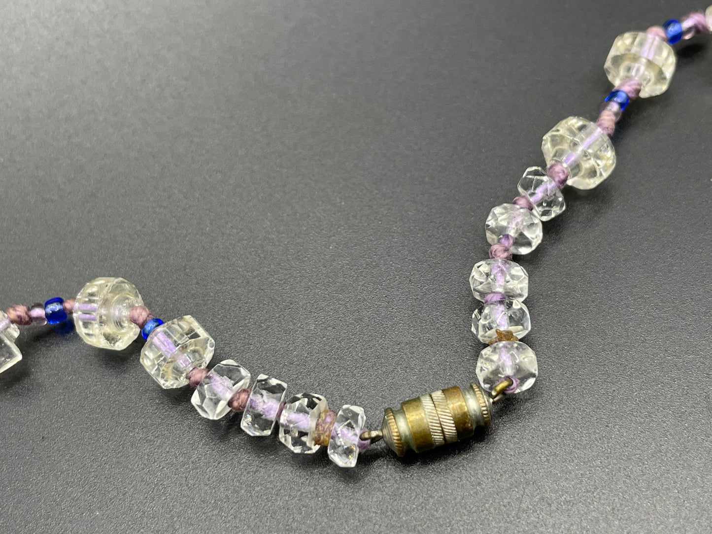 Vintage bi-colour Art Deco large graduated crystal bead pink and blue necklace, stunning bi-tonal Czech crystal beads