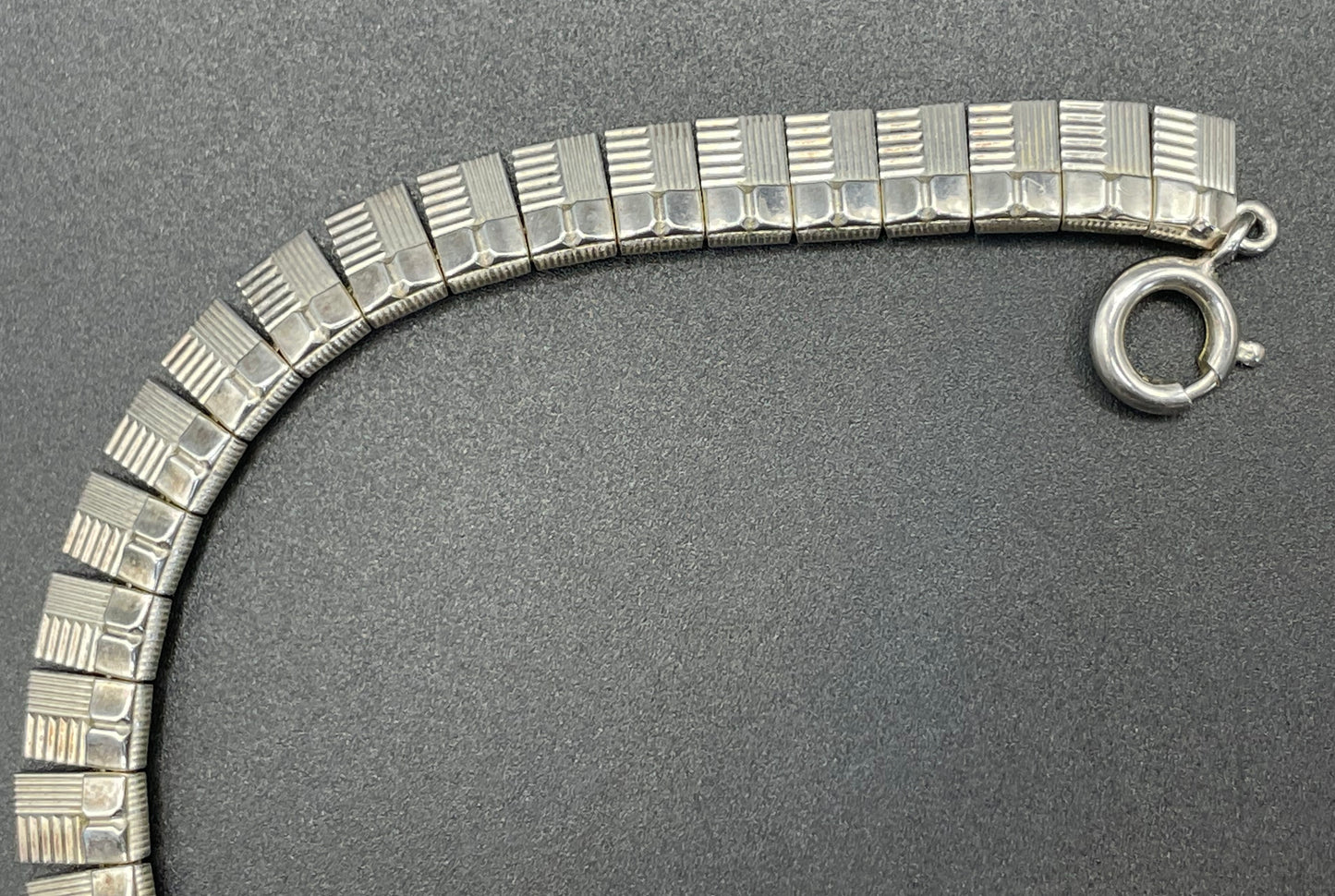 Vintage stamped sterling silver heavy Cleopatra collar necklace, beautiful engine turning, weighs 34 grams, may have light gilding