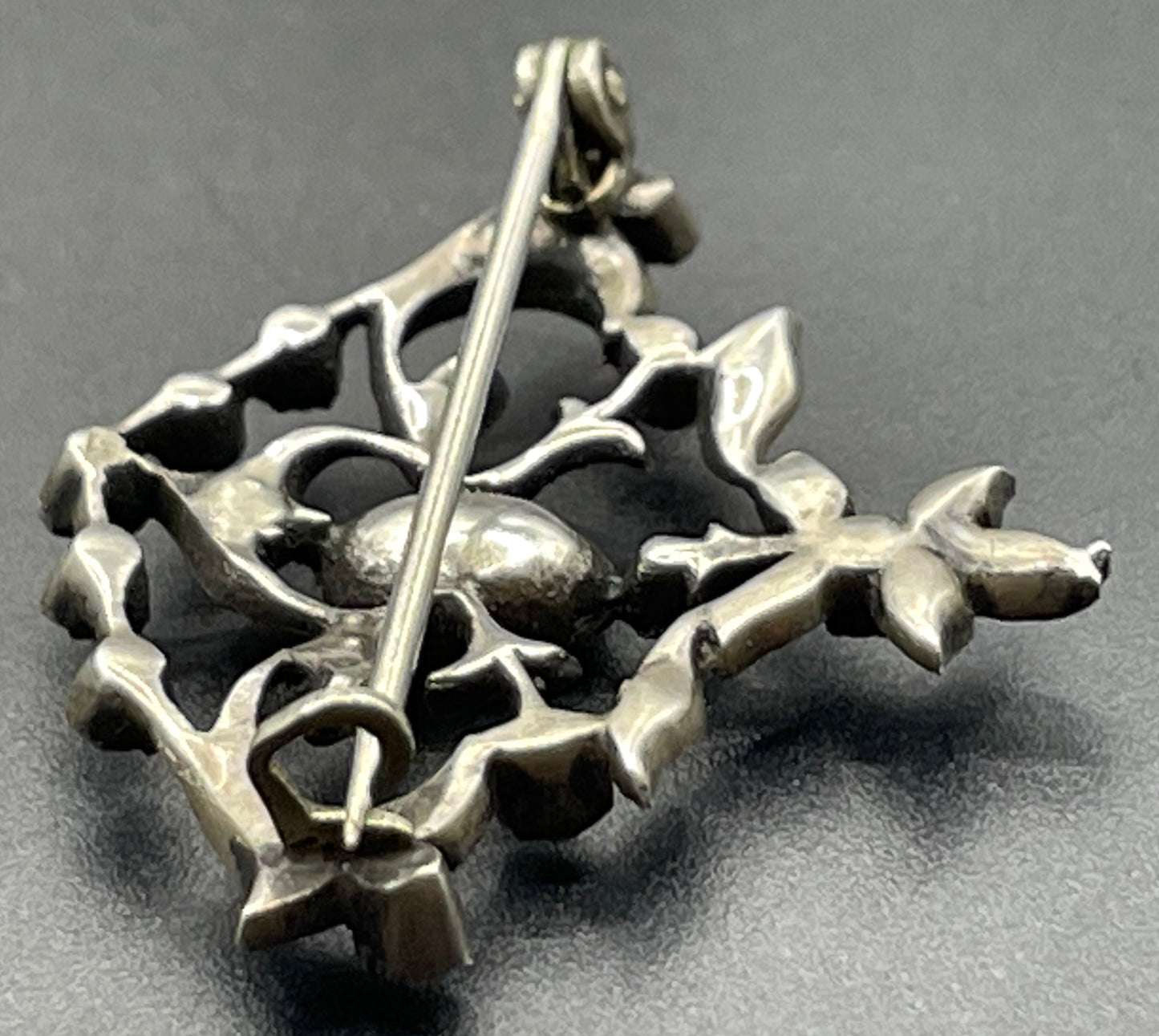 Antique Georgian sterling silver paste brooch, crimped silver settings, hallmarked / stamped 00