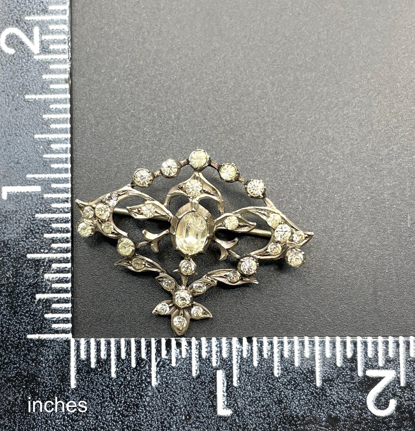 Antique Georgian sterling silver paste brooch, crimped silver settings, hallmarked / stamped 00