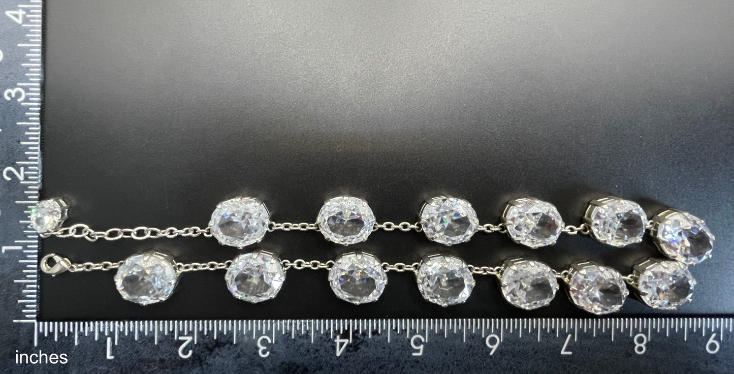Stunning clear glass rhinestone and silver tone Newbridge silverware riviere necklace, heavy piece of amazing quality
