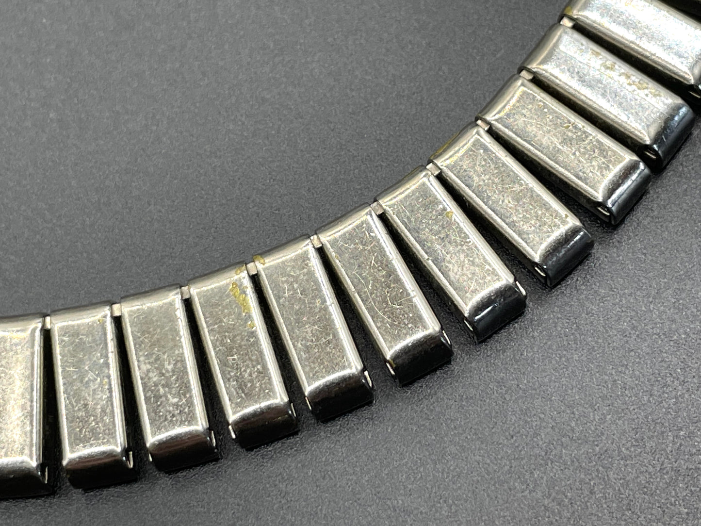 Vintage Art Deco clear crystal glass necklace, gorgeous princess cut square rhinestones