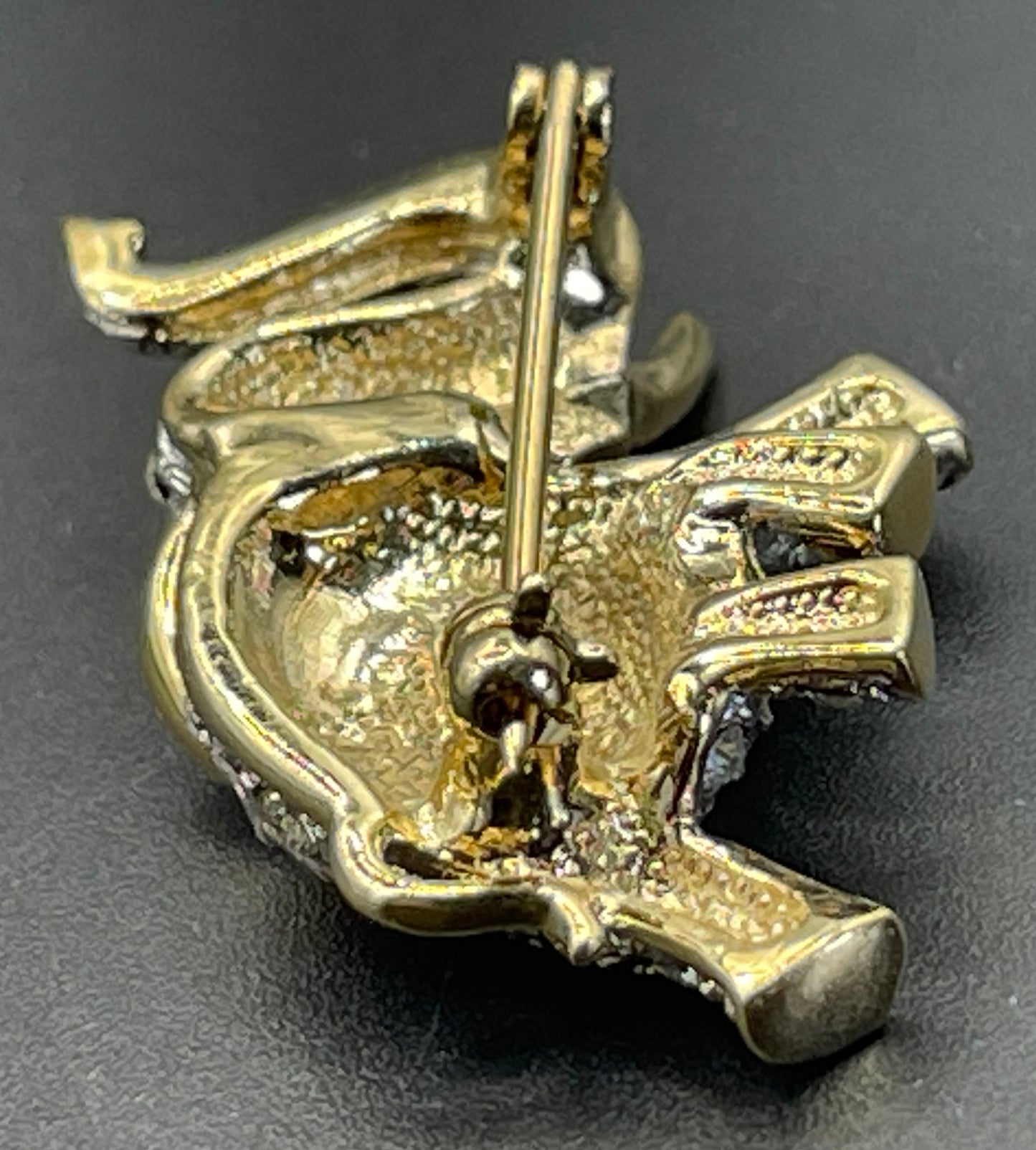 Vintage signed Attwood and Sawyer A&S 22ct gold plated and rhinestone elephant brooch, so adorable
