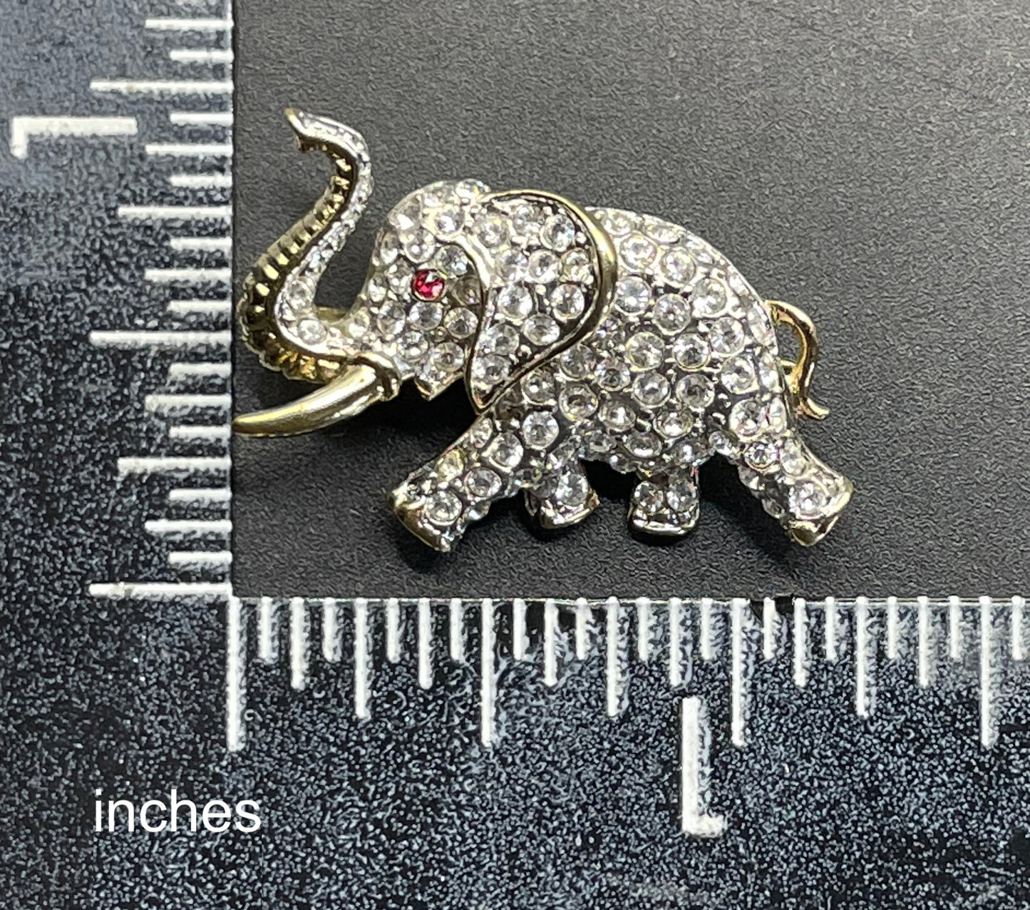 Vintage signed Attwood and Sawyer A&S 22ct gold plated and rhinestone elephant brooch, so adorable