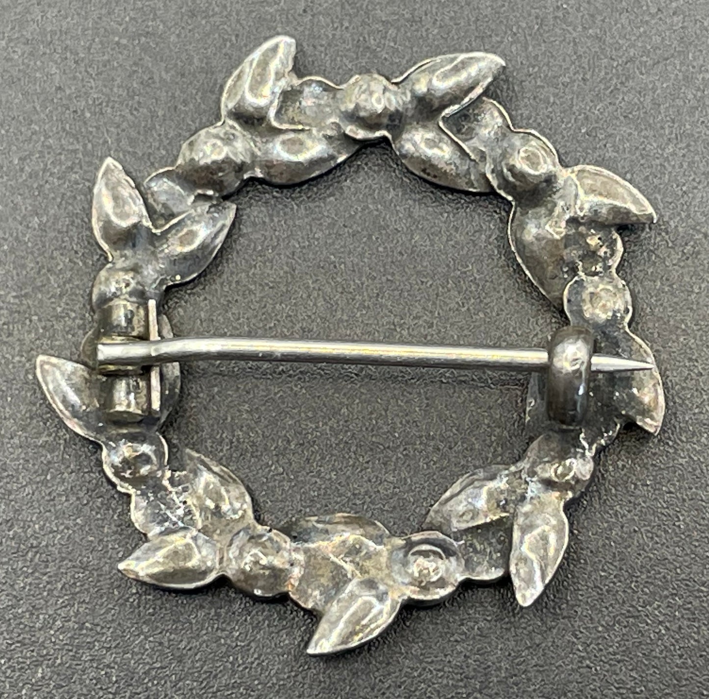 Antique Bernard Instone sterling silver (tested) and hand painted pink, yellow and green enamel Arts and Crafts brooch, petite size