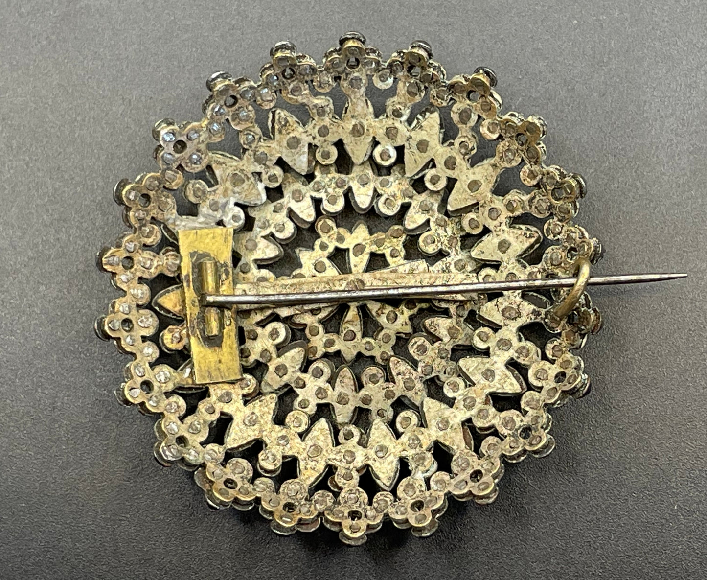 Large antique Georgian riveted cut steel faceted brooch