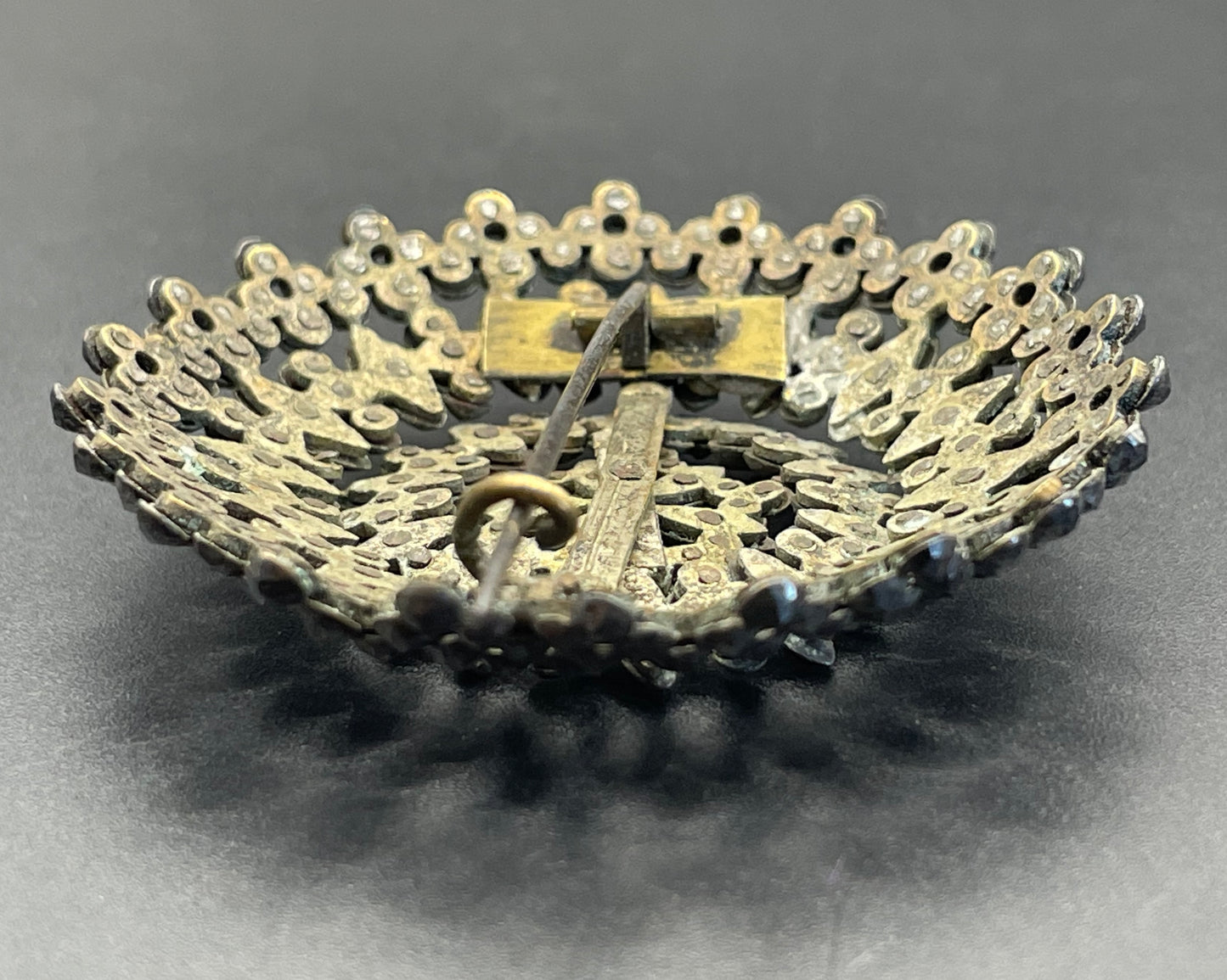 Large antique Georgian riveted cut steel faceted brooch