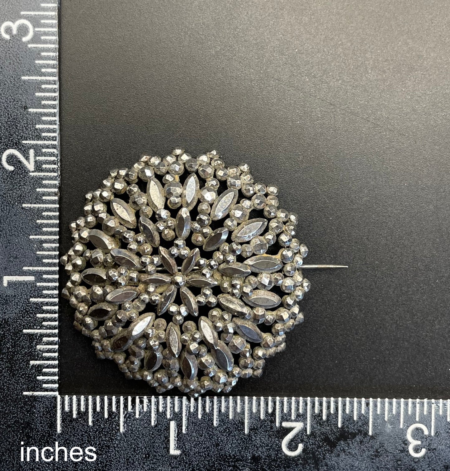 Large antique Georgian riveted cut steel faceted brooch