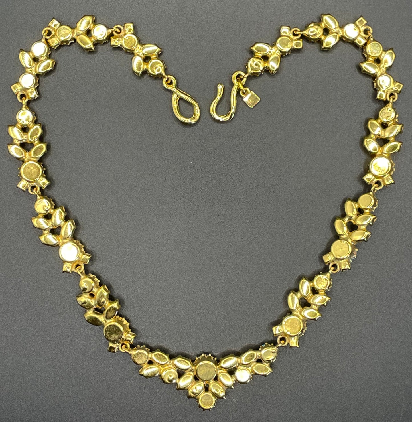 Vintage Givenchy aqua blue rhinestone necklace, gold plated, couture, designer piece