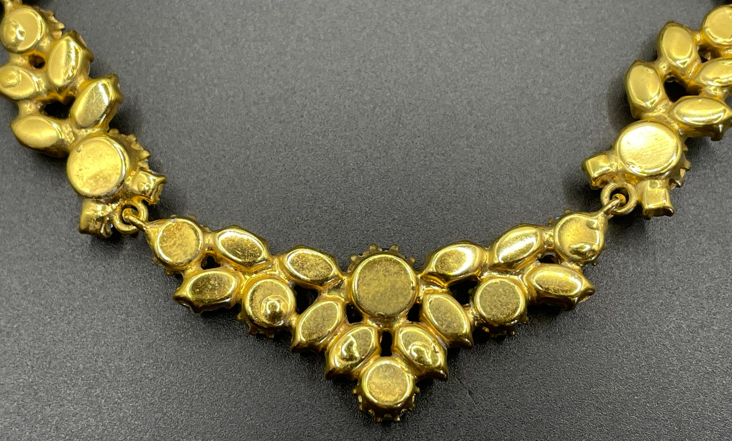 Vintage Givenchy aqua blue rhinestone necklace, gold plated, couture, designer piece