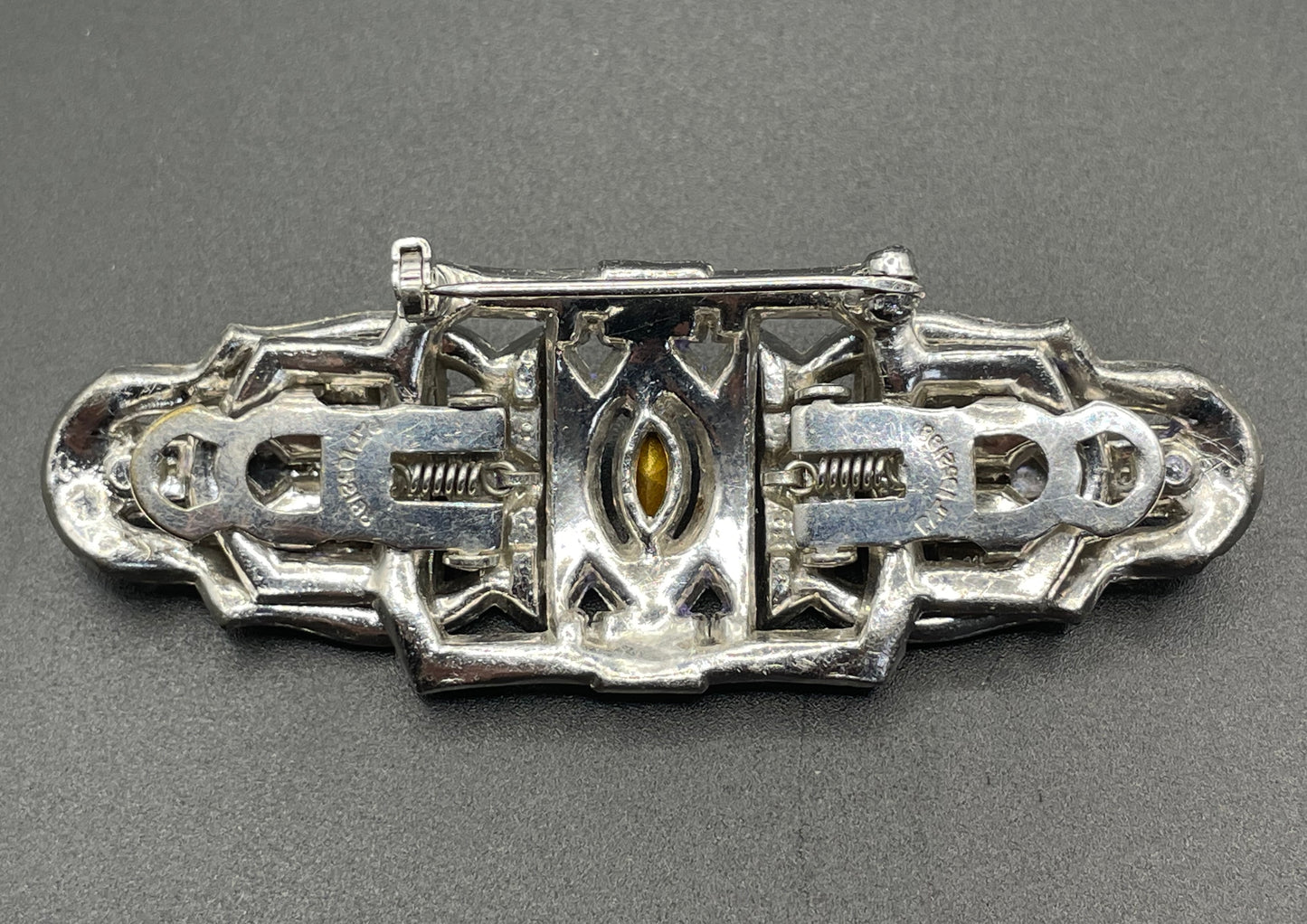 Vintage Art Deco duette - a beautiful rhinestone & silver tone brooch which can be converted to two dress clips and a brooch - 3 pieces in 1