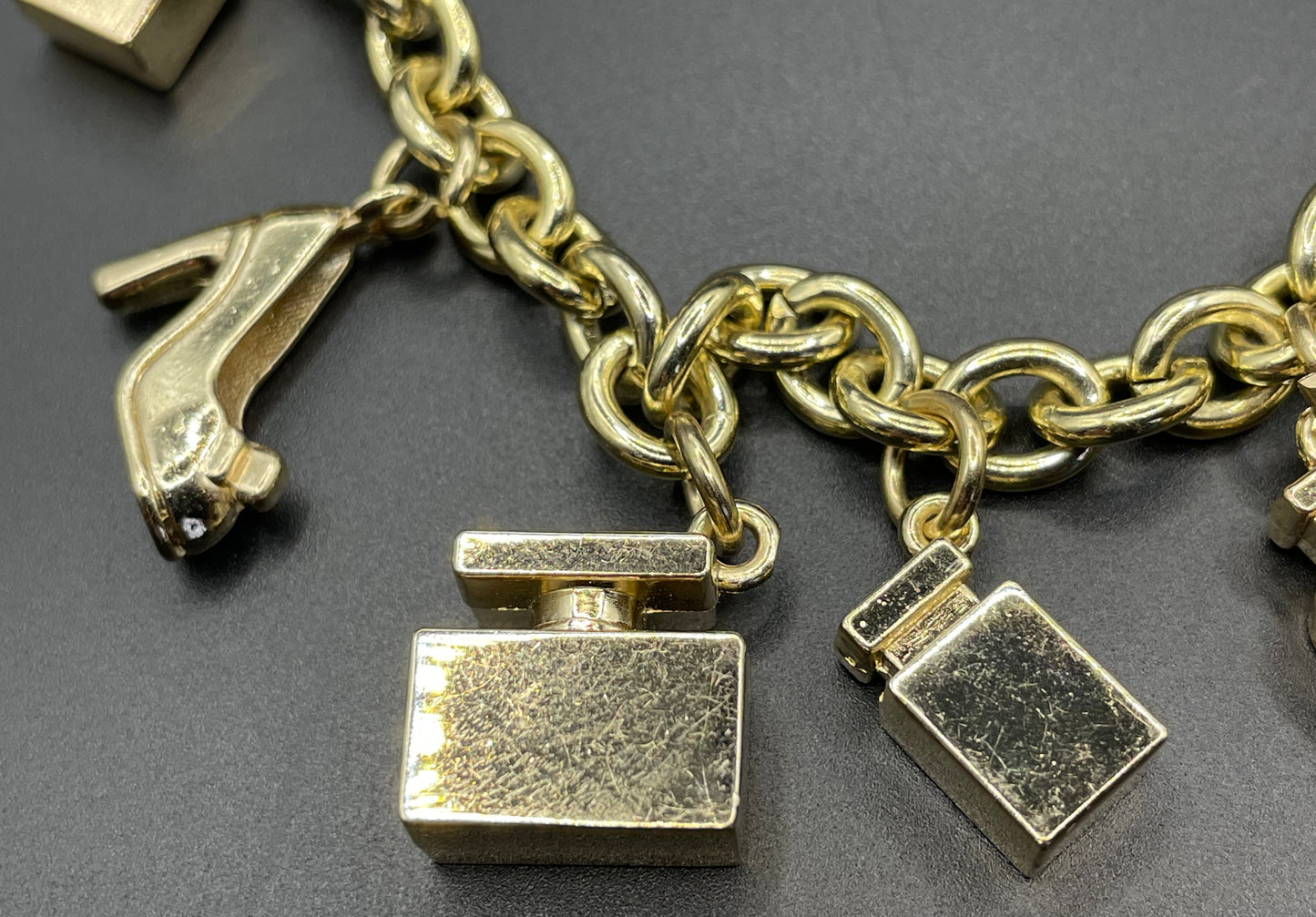 Vintage Dolce and Gabbana D&G heavy gold plated signed designer charm bracelet
