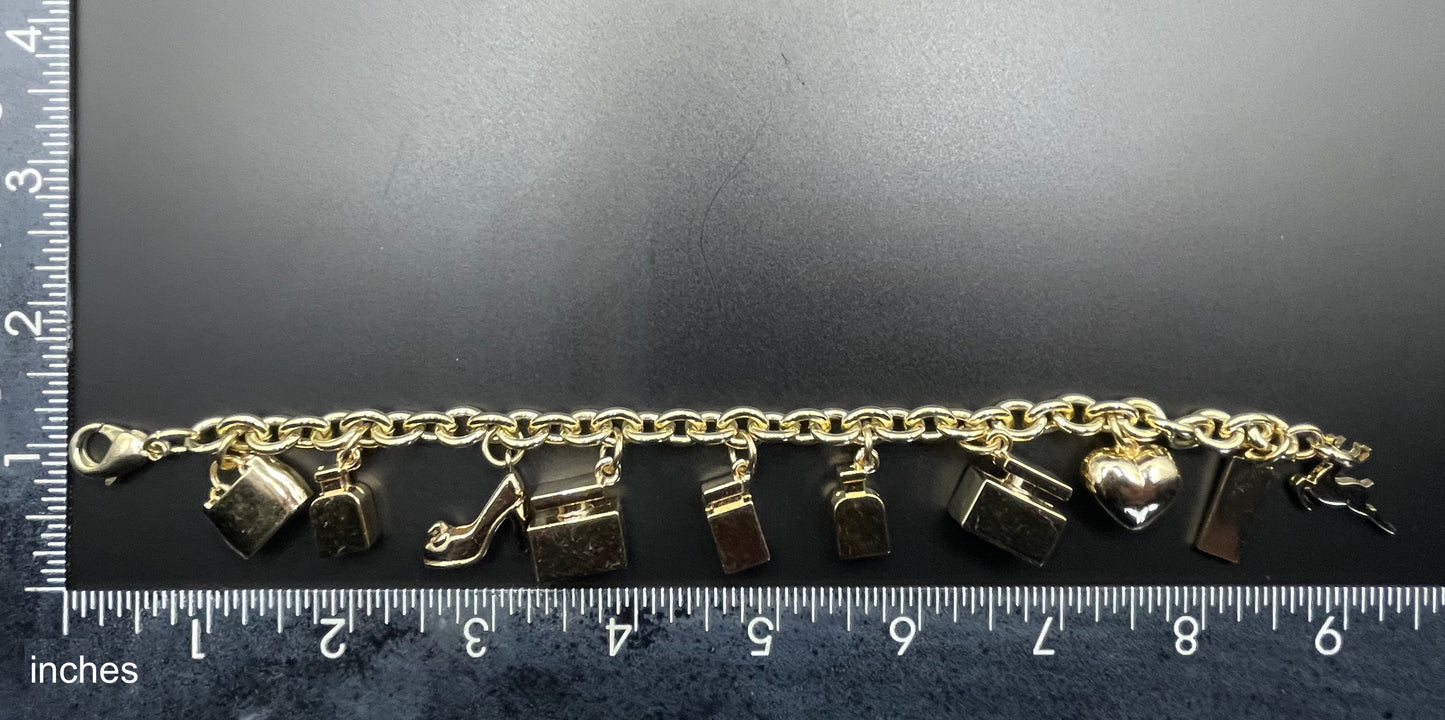 Vintage Dolce and Gabbana D&G heavy gold plated signed designer charm bracelet