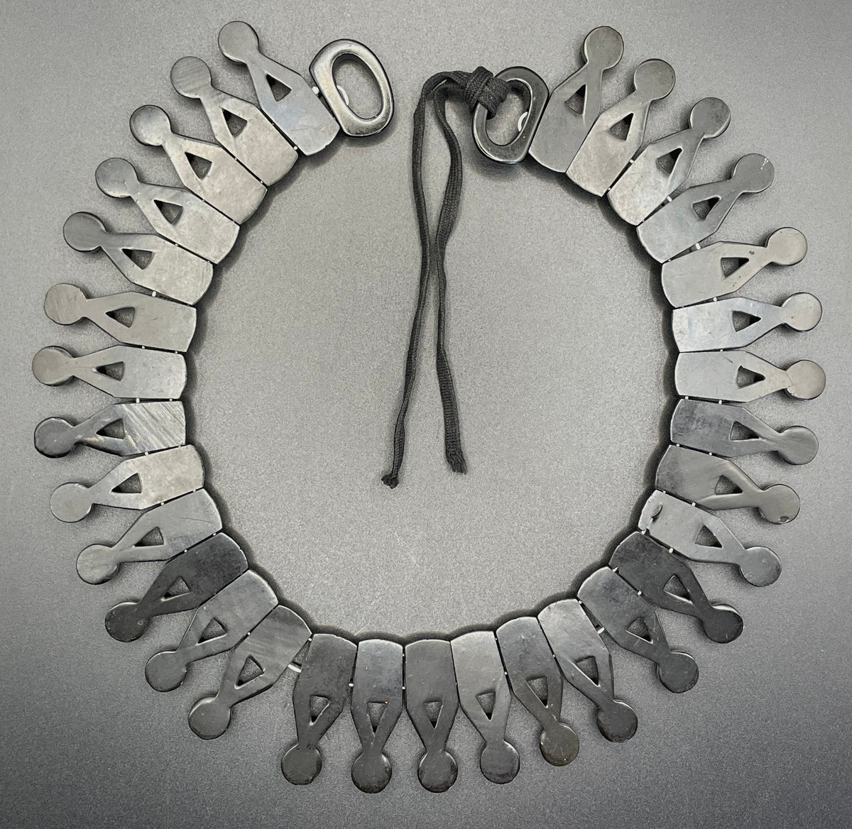 Antique Victorian moulded Vulcanite ornate panel collar necklace, unusual piece in lovely condition