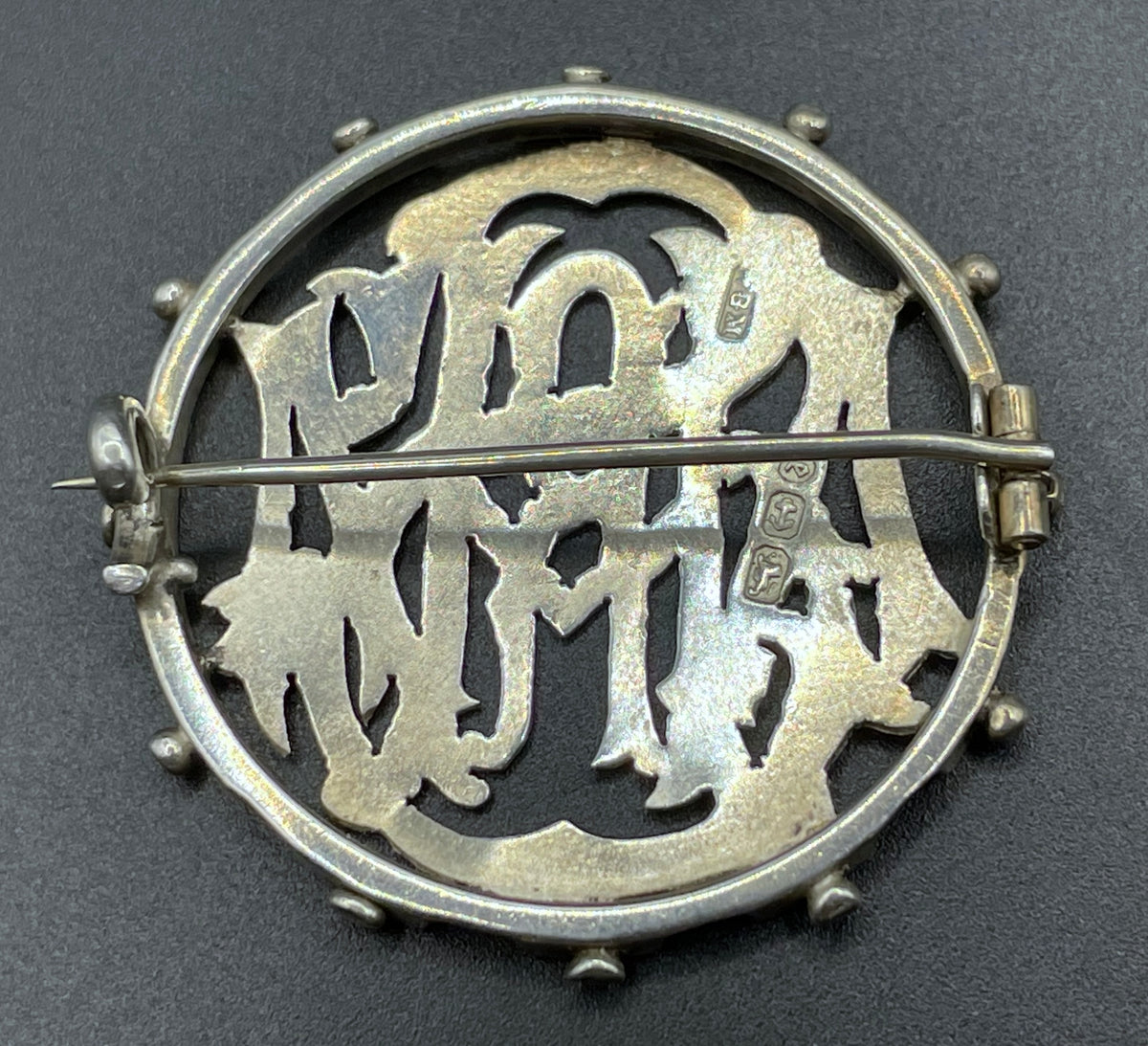 Antique Victorian sterling silver puzzle brooch, spelling the name Sara, fully hallmarked, Birmingham 1879