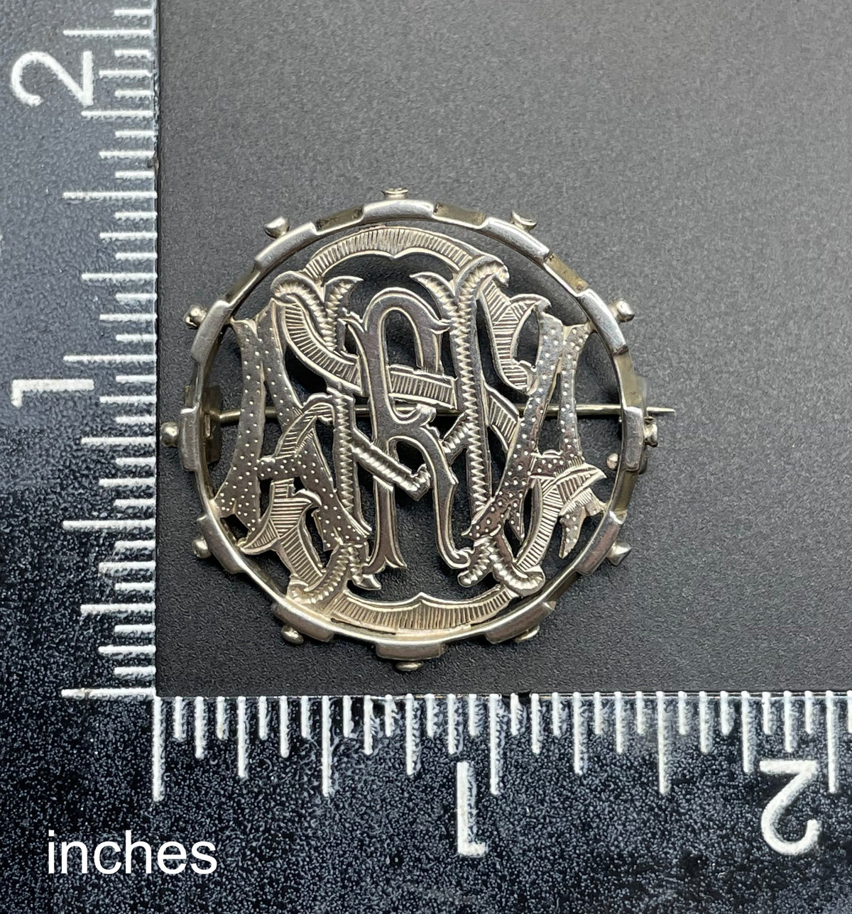 Antique Victorian sterling silver puzzle brooch, spelling the name Sara, fully hallmarked, Birmingham 1879