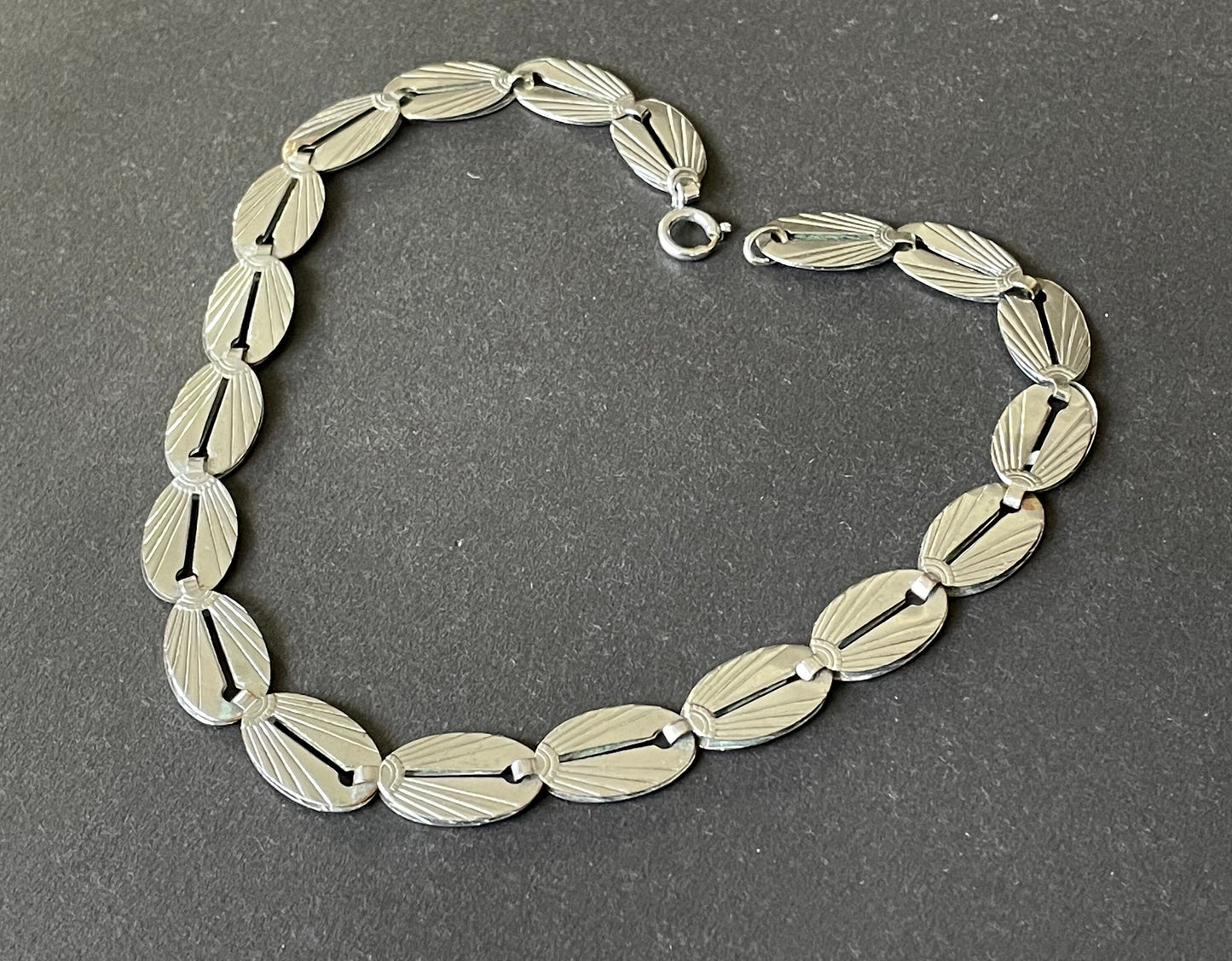 Vintage Jakob Bengel Art Deco machine age chrome geometric necklace from the 1930s