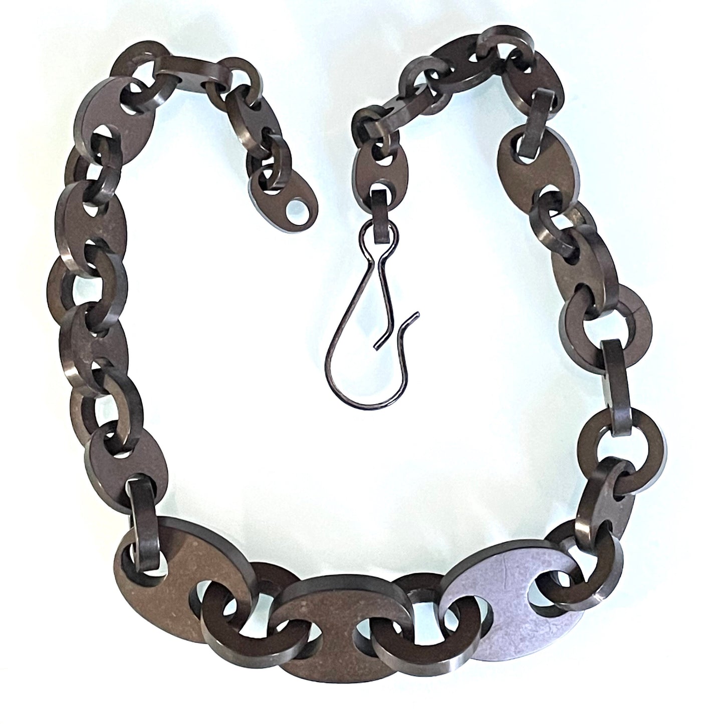 Antique Victorian vulcanite chunky chain necklace