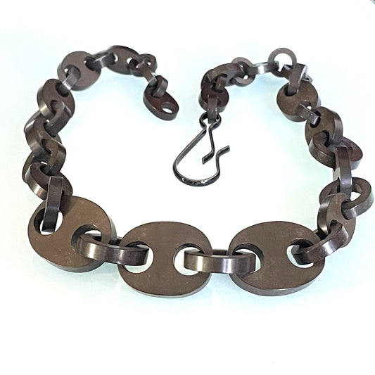 Antique Victorian vulcanite chunky chain necklace