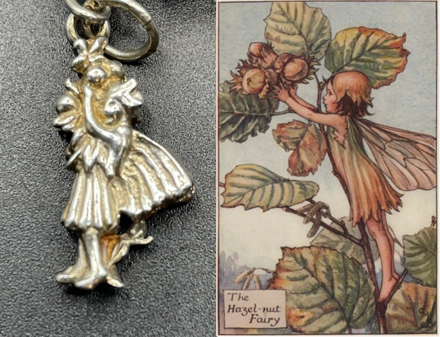 Vintage Cicely Mary Barker Flower Fairies 925 sterling silver fairy charm bracelet hallmarked by ASJ jewellers, 25 grams