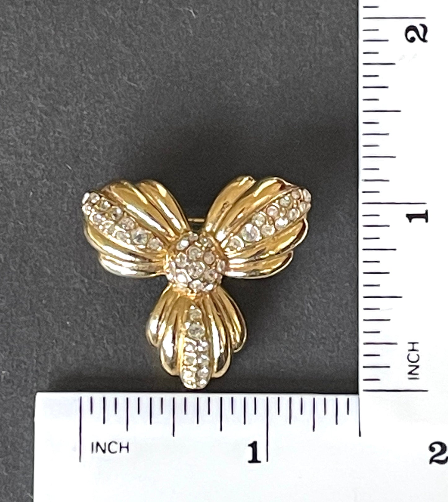 Vintage Attwood and Sawyer signed A&S gold plated rhinestone flower brooch