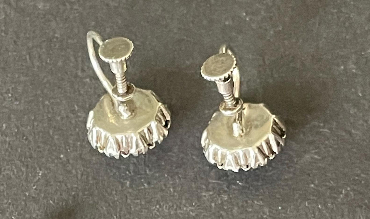 Vintage sterling silver, clear paste rhinestone earrings with screw backs - two designs to choose from