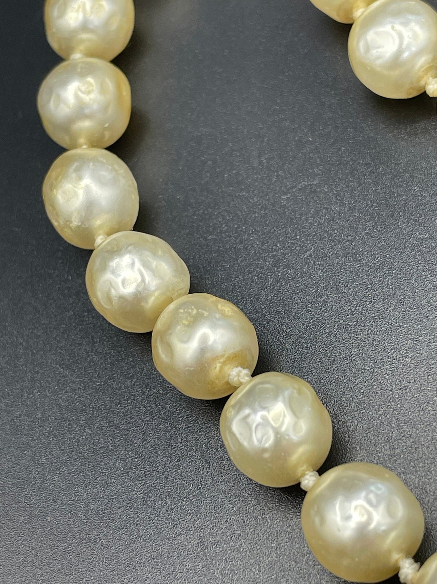 Vintage Louis Rousselet classic chic faux baroque pearl choker necklace, stunning cream coloured glass pearls individually hand-knotted