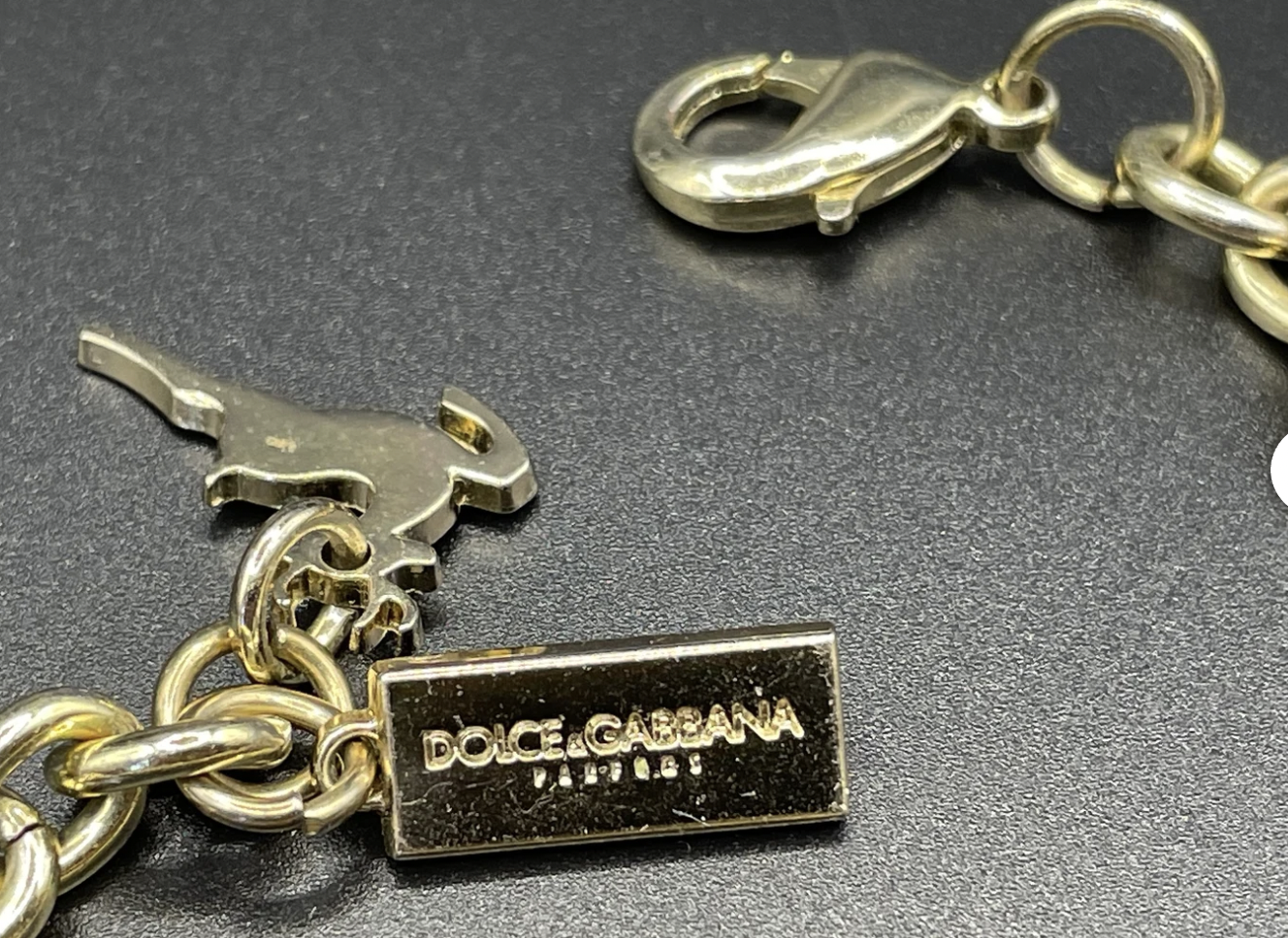 Vintage Dolce and Gabbana D&G heavy gold plated signed designer charm bracelet