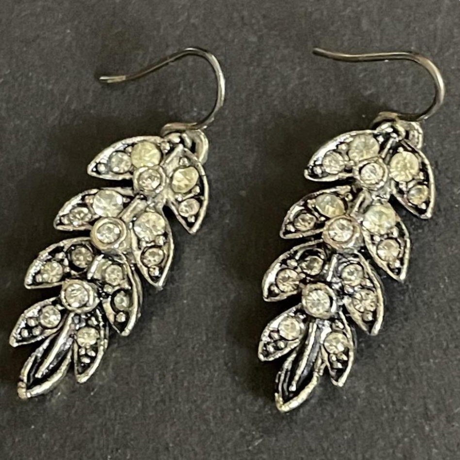 Vintage choice of two pairs of clear rhinestone paste and silver tone statement earrings for pierced ears