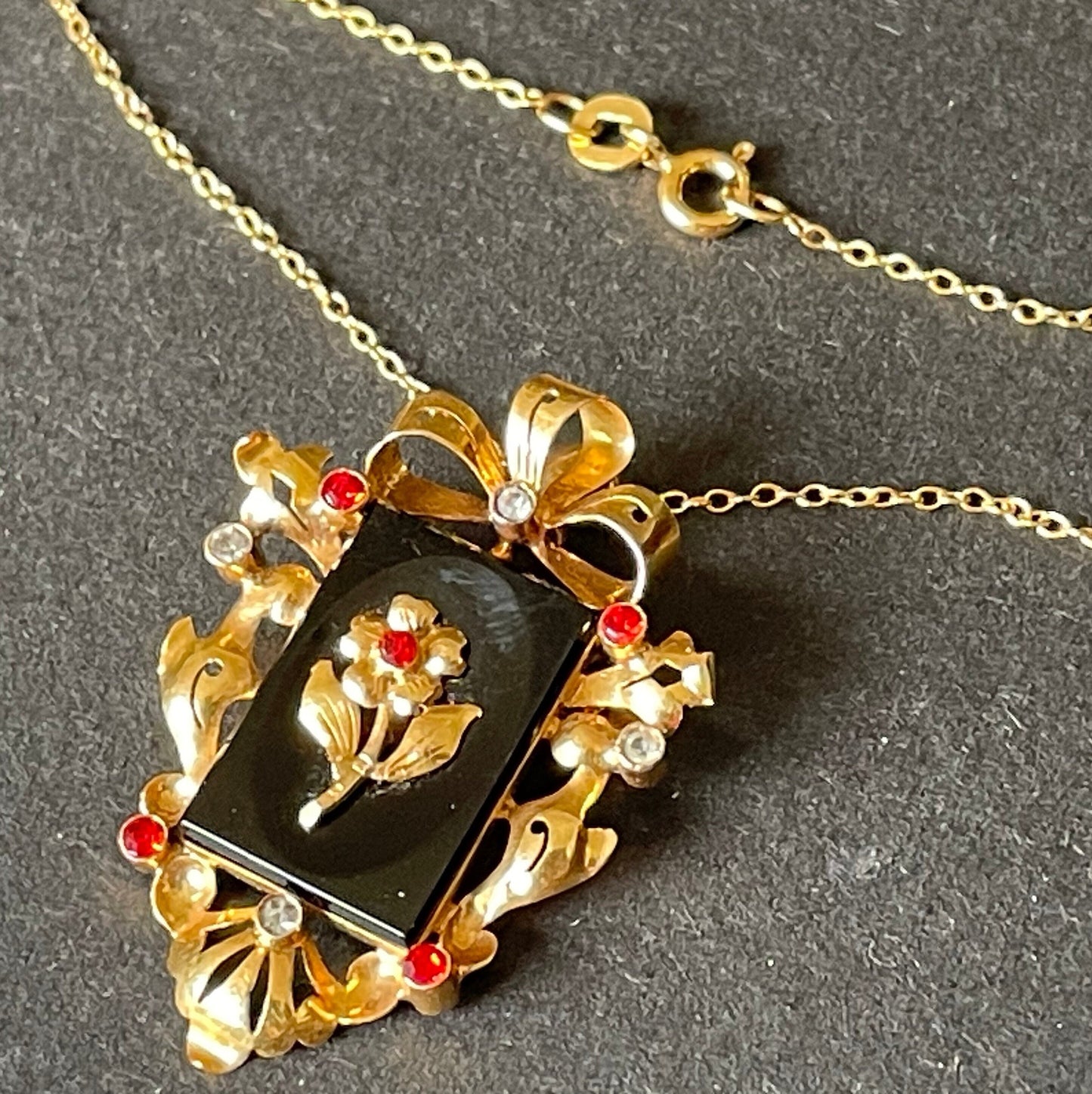 Vintage delicate gold on stamped 800 silver and paste pendant necklace and brooch metamorphic piece, quality gold vermeil