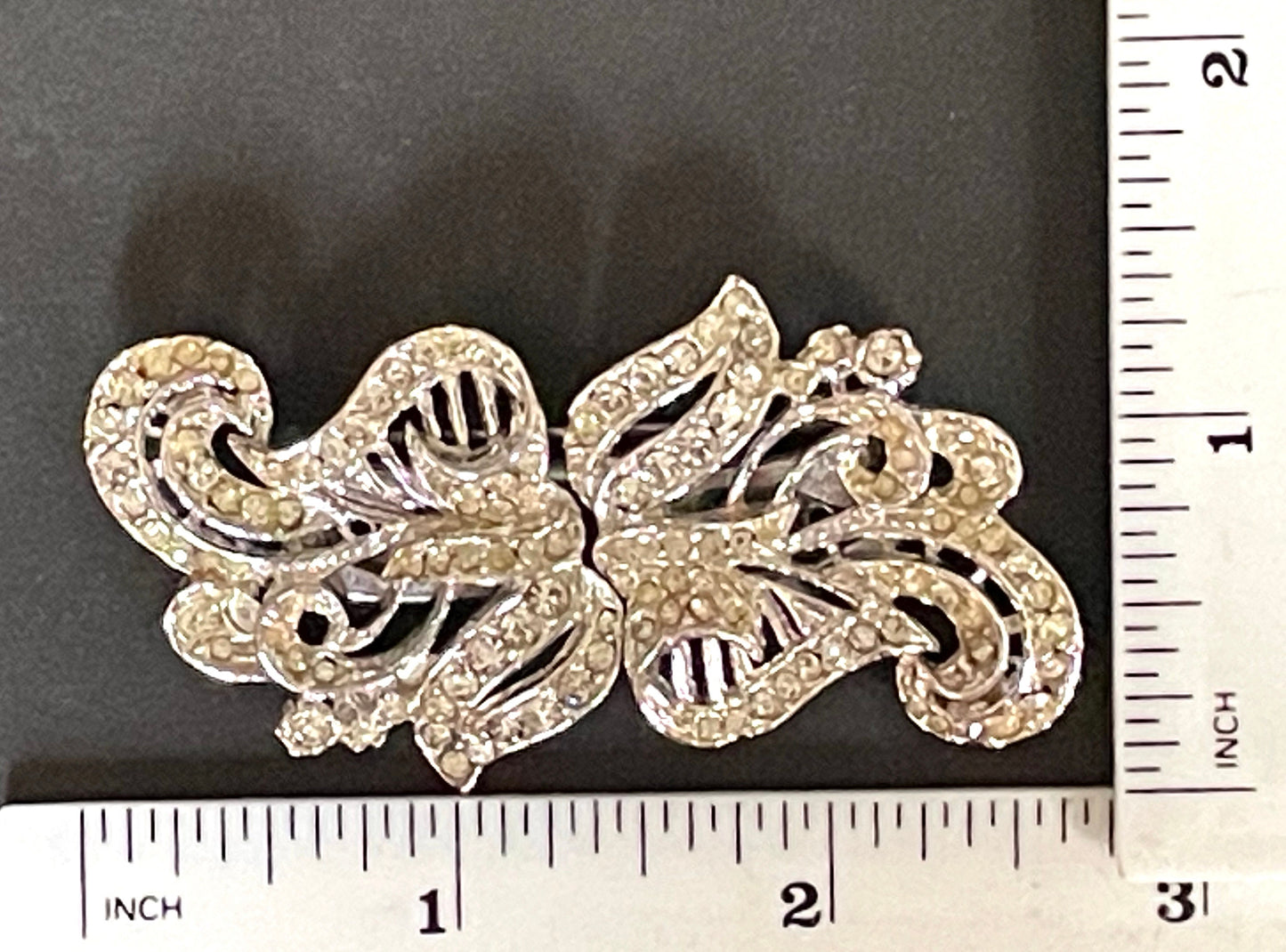 Large vintage Art Deco rhinestone paste duette - brooch that is convertible into two dress clips