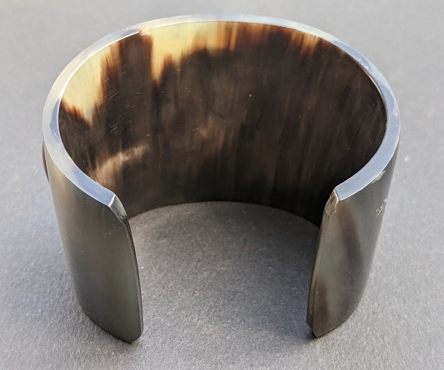 Vintage / antique sculptural bangle made of horn, huge chunky design, smooth natural horn cabochons