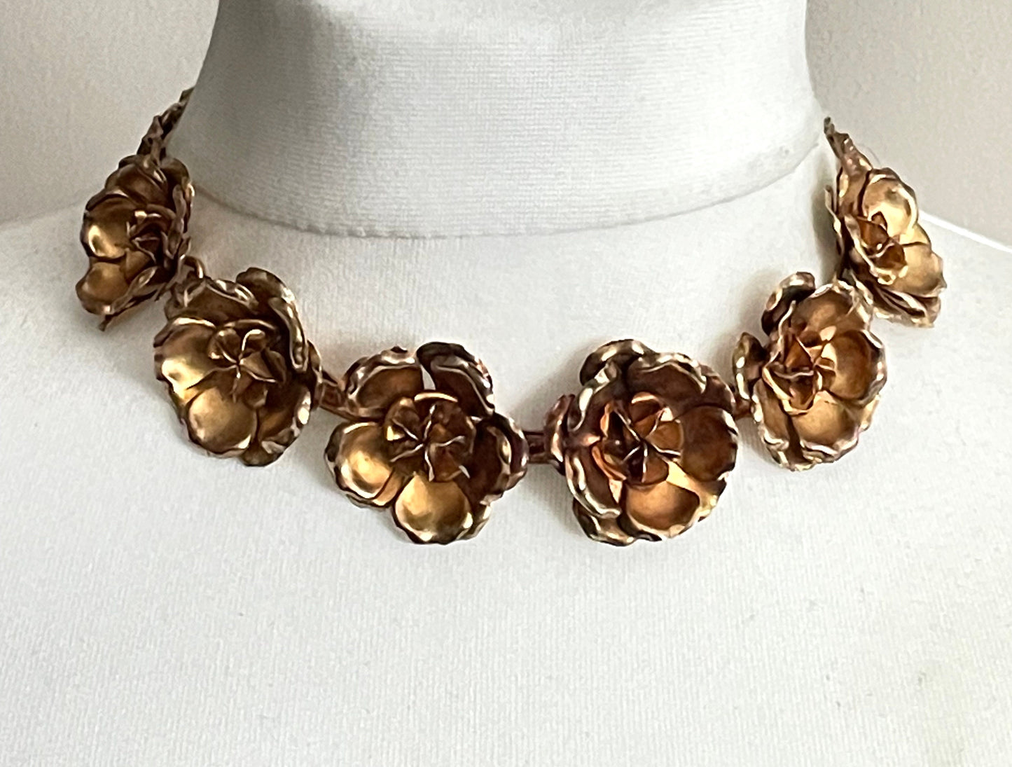 Vintage / antique sterling silver gilt floral panel necklace - fine jewellery, stunning quality, lion passant hallmark, 57 grams