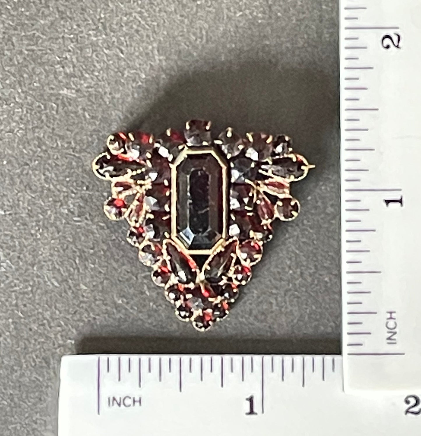 Large vintage / antique Bohemian garnet brooch, different shaped stones set in gold tone, early Art Deco period 1920s